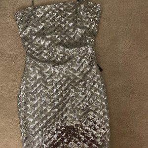 Large Lulus sequin silver body con dress